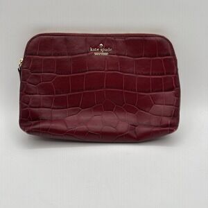 Kate Spade Chilipeppr Red‎ Luxe Briley Croc Leather Clutch PWRU7028 Small